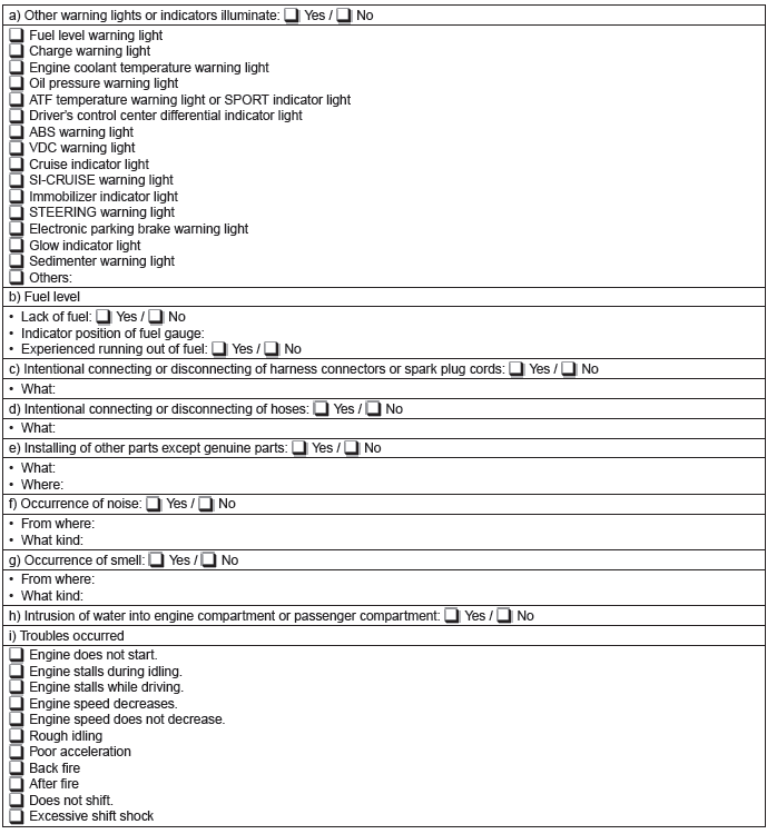 Subaru Outback. Engine (Diagnostics)