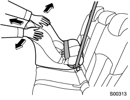 6. Push and pull the child restraint system forward and side to side to check