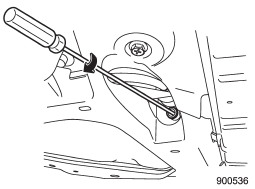 8. Break the white film and insert the electronic parking brake release tool