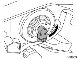 4. Remove the bulb from the headlight assembly by turning it counterclockwise.